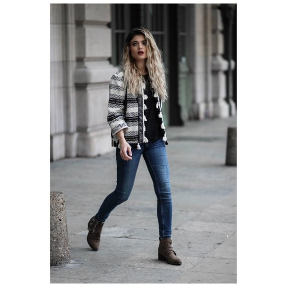 Deby Debo Pom Pom Tassel Jacket Sweater Cardigan Large - Picture 5 of 12